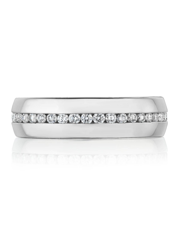 Channel Set Diamond in High Polish Finish Wedding Band