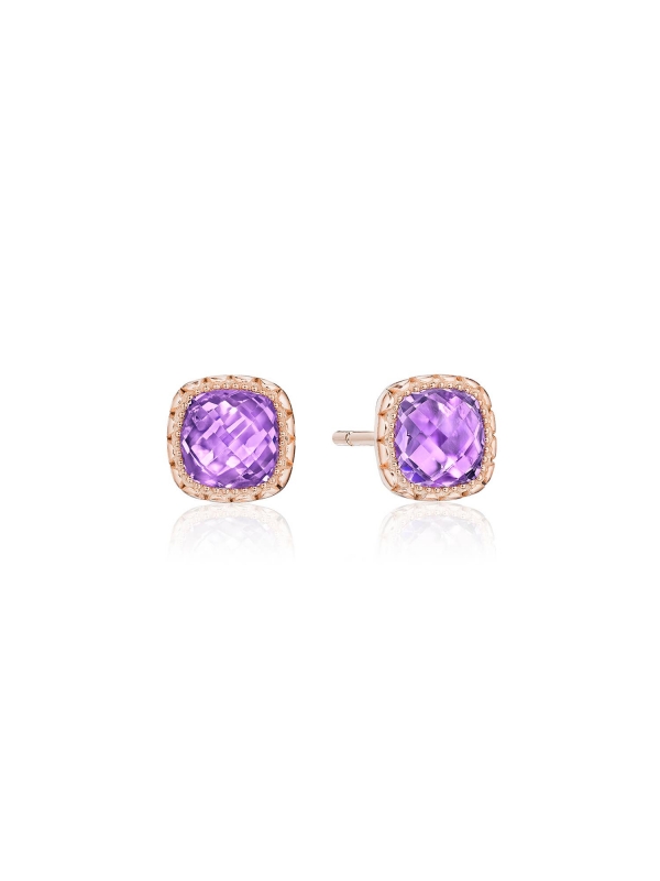 Petite Cushion Bloom Earrings with Amethyst