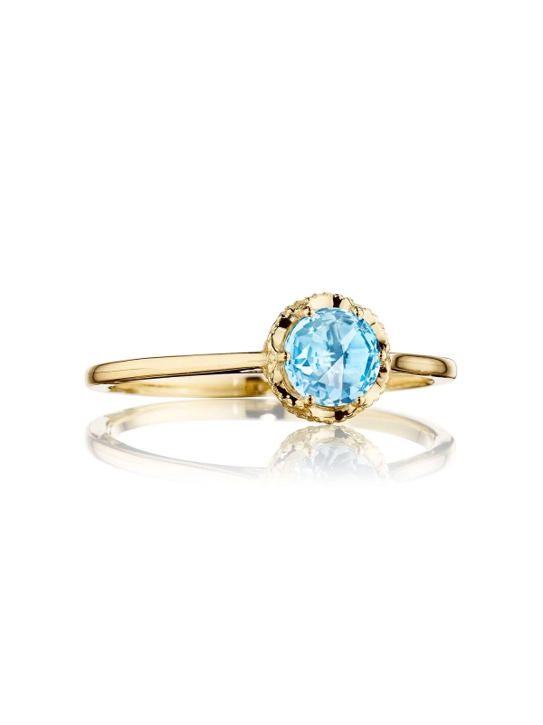 Petite Crescent Crown Gem Ring featuring Sky Blue Topaz